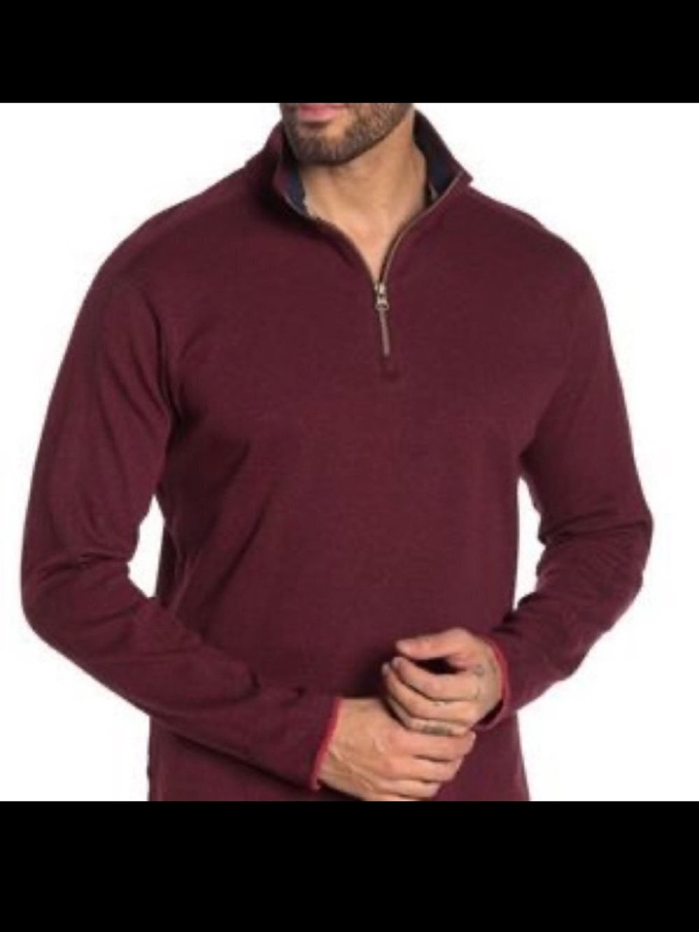 Robert Graham Burgundy 1/4 Zip Pullover Sweater